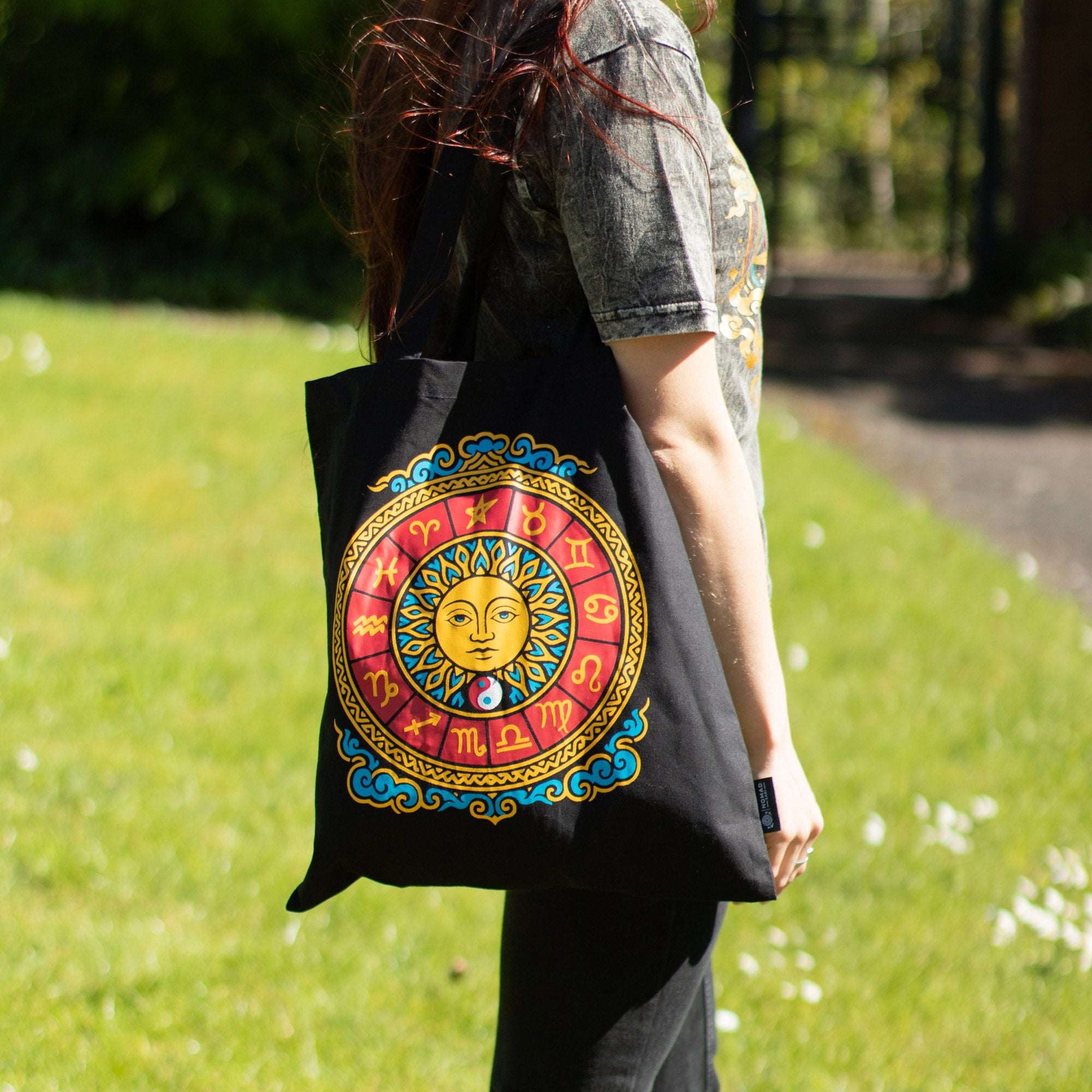Iconic Classic Tote Bag - Zodiac Sun - Black 6oz