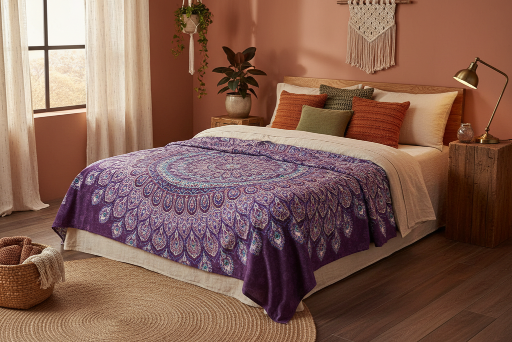 Peacock Mandala Bedspread Lifestyle